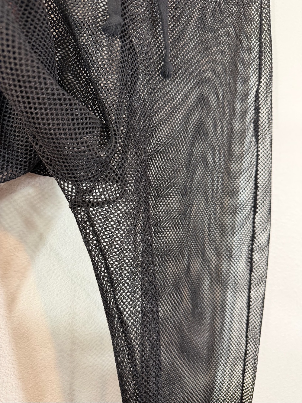 Forcynthia Beach Black Mesh Pants Size L Swim Cover Drawstring Vacation Resort - Picture 5 of 9